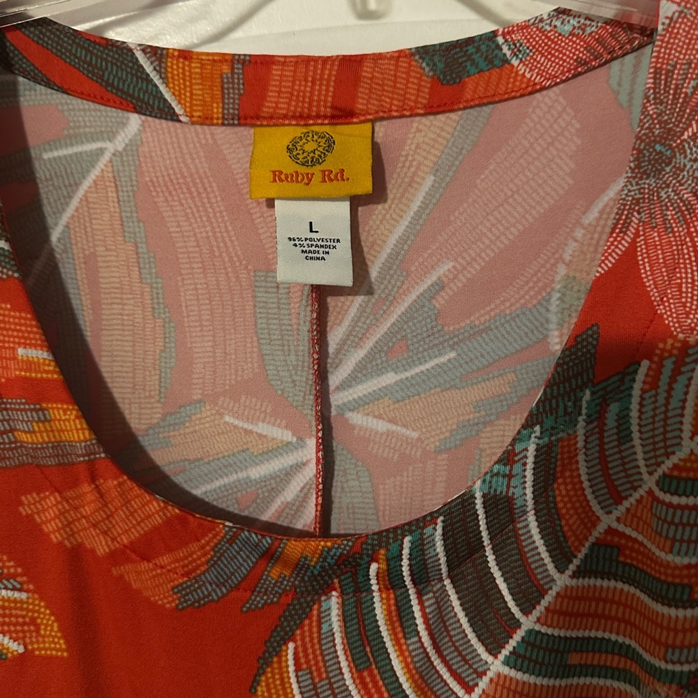Ruby Rd. Red and Orange High Low Dress - Picture 3 of 3